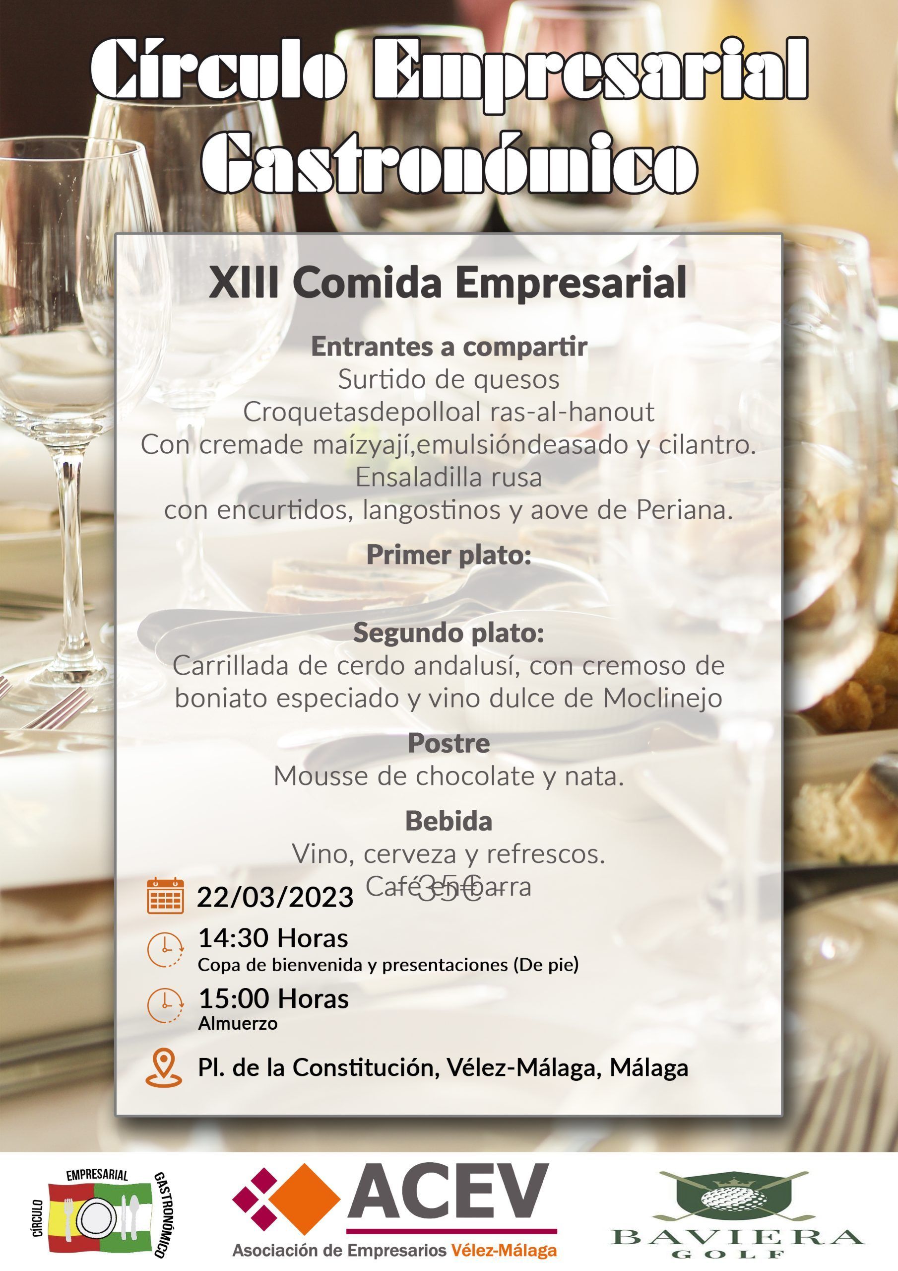 Información sobre la XIII comida empresarial de la ACEV